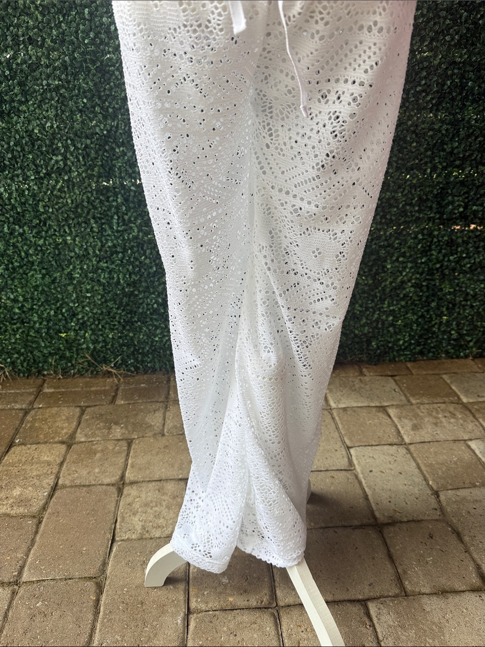 NWT White Crochet Two-Piece Set - Lightweight Layered Top & Pants - Picture 5 of 7